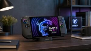 Illustration éditoriale de MSI Claw 8 EX AI+ CG3EM : meilleur PC portable, prix problématique