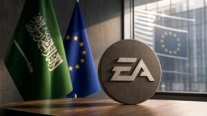 Illustration éditoriale de Saudi Arabia’s takeover of EA approuvé par la Commission européenne