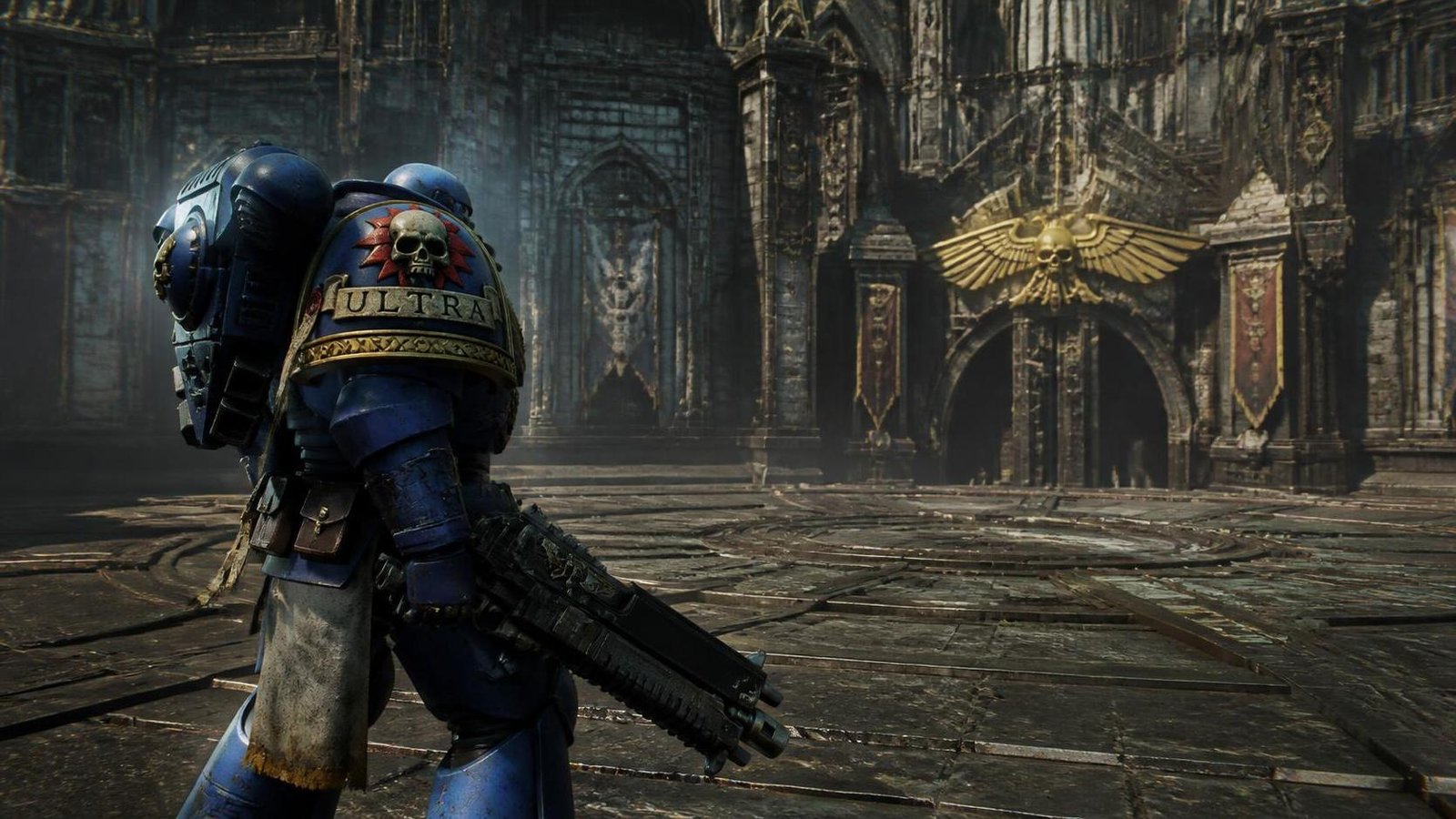 Illustration éditoriale de Space Marine 2 : mise à jour avec armes, arènes et ennemi