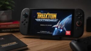 Illustration éditoriale de Truxton Extreme sur Switch 2 : le shoot’em up culte revient en force