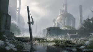 Illustration éditoriale de Lunarium : action RPG façon Sekiro, ambiance Nier sur Steam