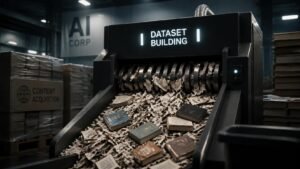 Illustration éditoriale de AI companies are anonymously buying and destroying millions of books