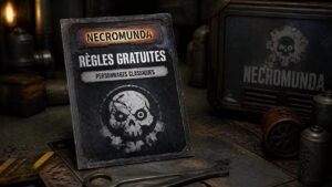 Illustration éditoriale de Necromunda présente des règles gratuites pour personnages classiques