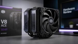 Illustration éditoriale de Cooler Master V8 Ace 3DHP Review : ventirad air 2026, perfs et 3DHP