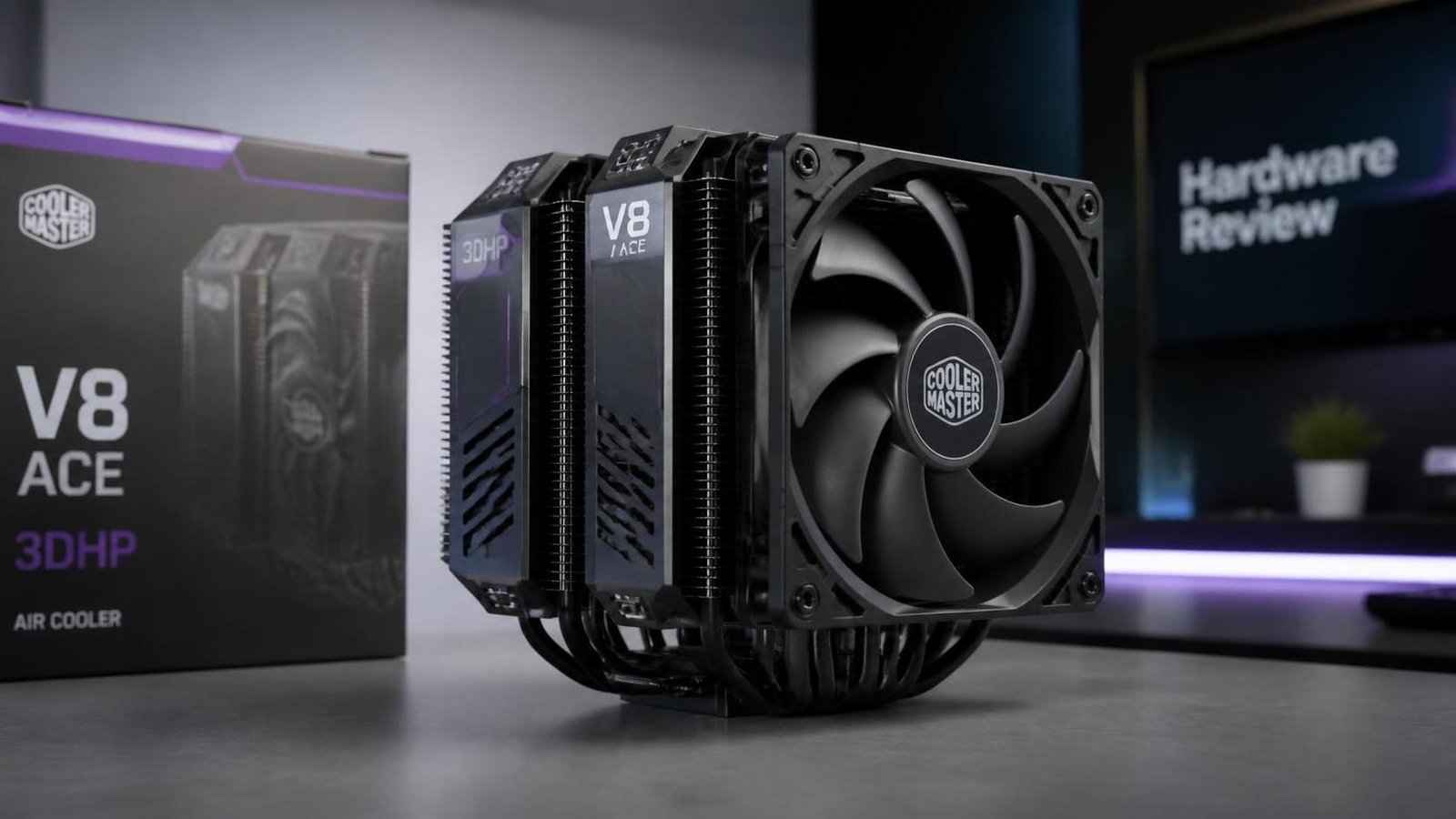 Illustration éditoriale de Cooler Master V8 Ace 3DHP Review : ventirad air 2026, perfs et 3DHP