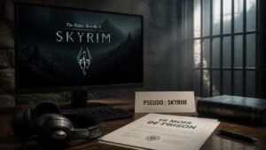 Illustration éditoriale de Skyrim : 18 mois de prison après une lecture erronée d’un pseudo