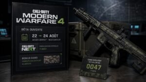 Illustration éditoriale de Modern Warfare 4 : dates de bêta ouverte, NEXT, bonus camo numéroté