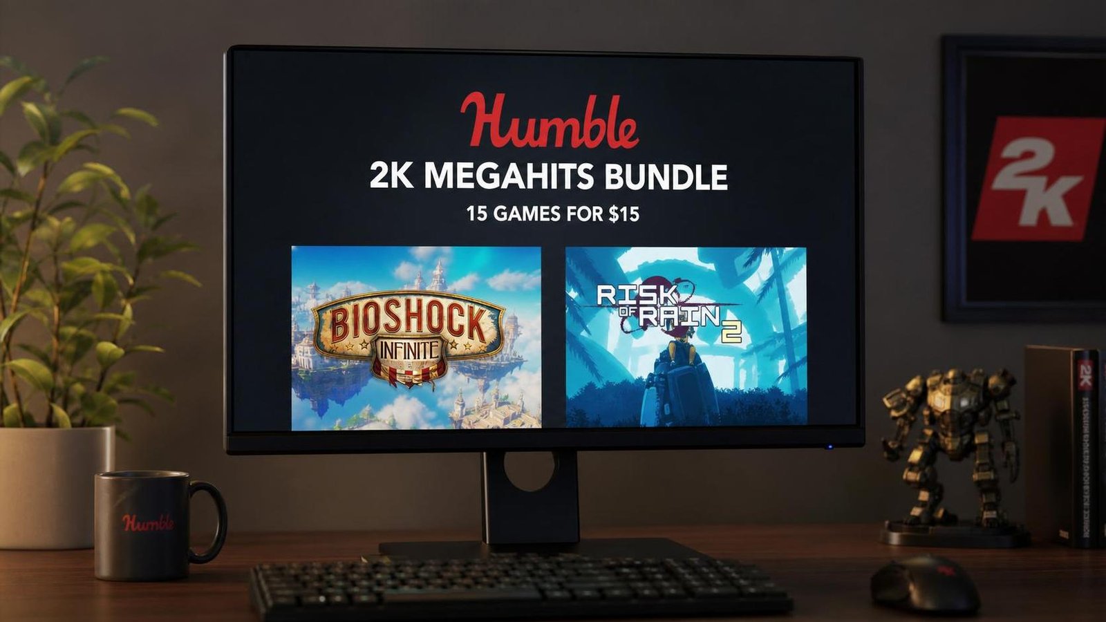 Illustration éditoriale de Humble 2K Megahits Bundle : 15 jeux pour 15 $, dont Bioshock Infinite et Risk of Rain 2