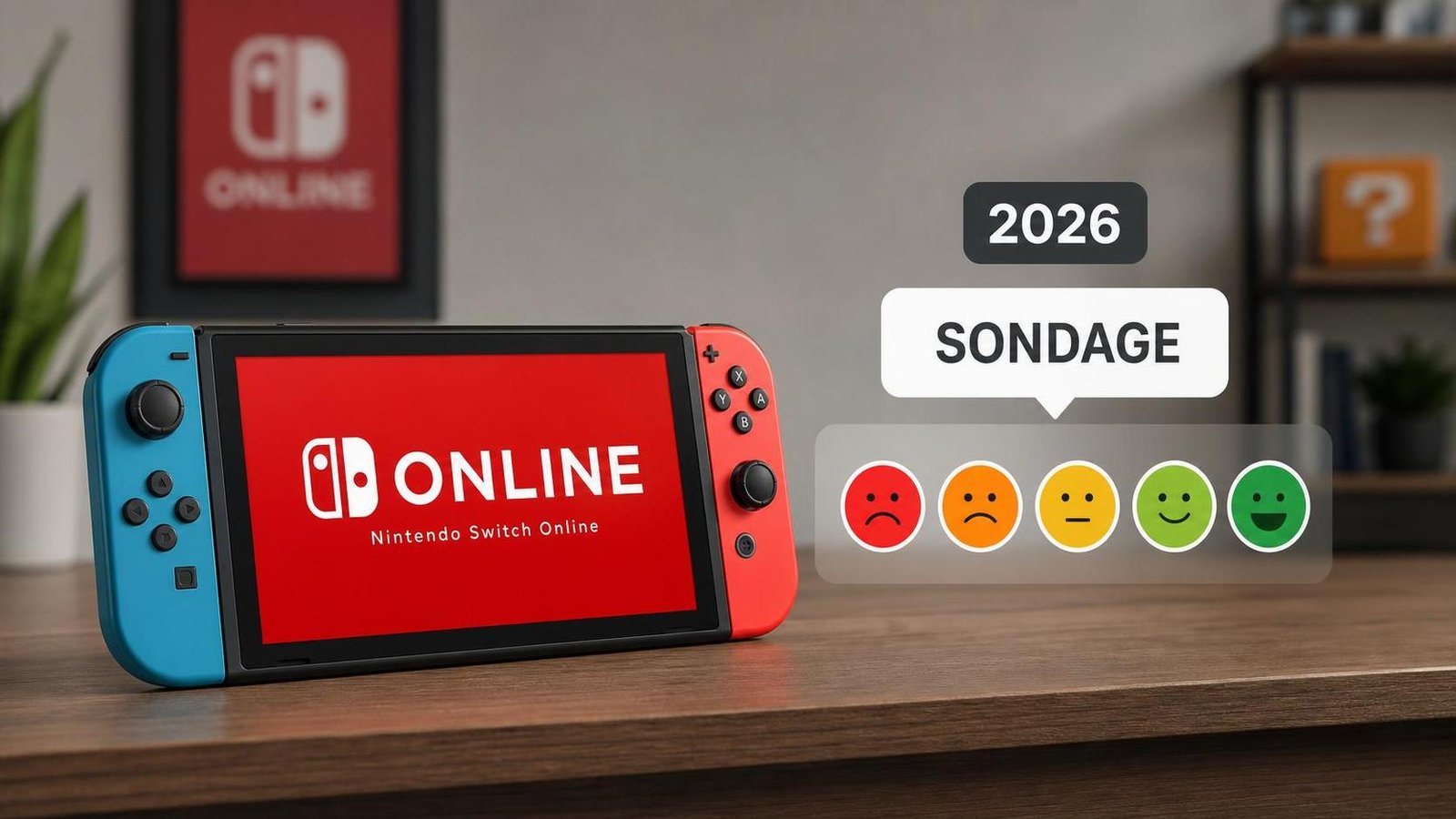 Illustration éditoriale de Nintendo Switch Online 2026 : sondage sur la qualité du service