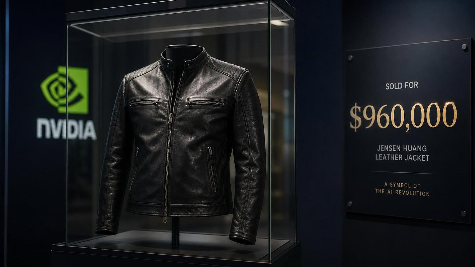Illustration éditoriale de One of Nvidia CEO Jensen Huang's leather jackets a été vendu 960 000 $ et devient symbole de la révolution IA