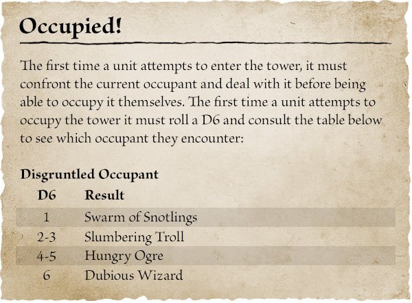 Téléchargez Reclaim the Tower, un scénario gratuit Battle March à 750 points avec tour mystérieuse, Ogre, Snotlings et 100 points de victoire à gagner.