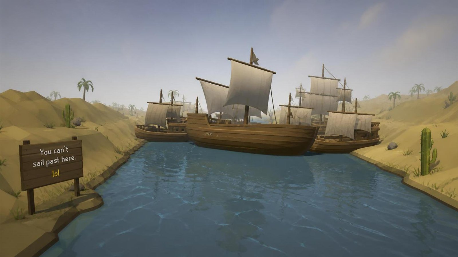Illustration éditoriale de Old School RuneScape : des bateaux bloqués façon Suez Canal