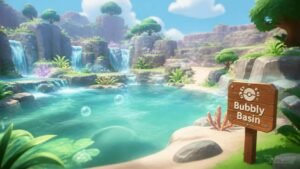 Illustration éditoriale de Pokémon Pokopia Expansion Pass Part 1 Bubbly Basin sur Switch 2