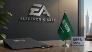 Illustration éditoriale de Electronic Arts : rachat saoudien de 55 milliards finalisé la semaine prochaine