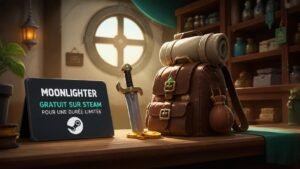 Illustration éditoriale de Moonlighter gratuit sur Steam pour une durée limitée