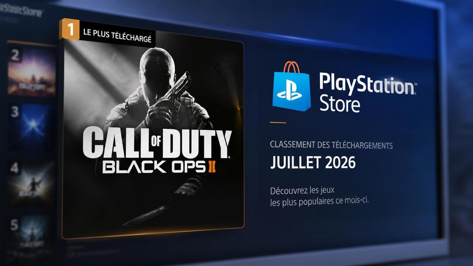 Illustration éditoriale de PlayStation Store juillet 2026 : Black Ops II domine les téléchargements