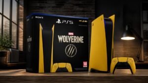 Illustration éditoriale de Marvel’s Wolverine : PS5 Digital Edition jaune en bundle