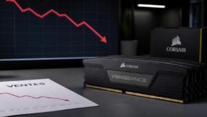 Illustration éditoriale de Corsair: ventes RAM haut de gamme en berne, coûts en hausse