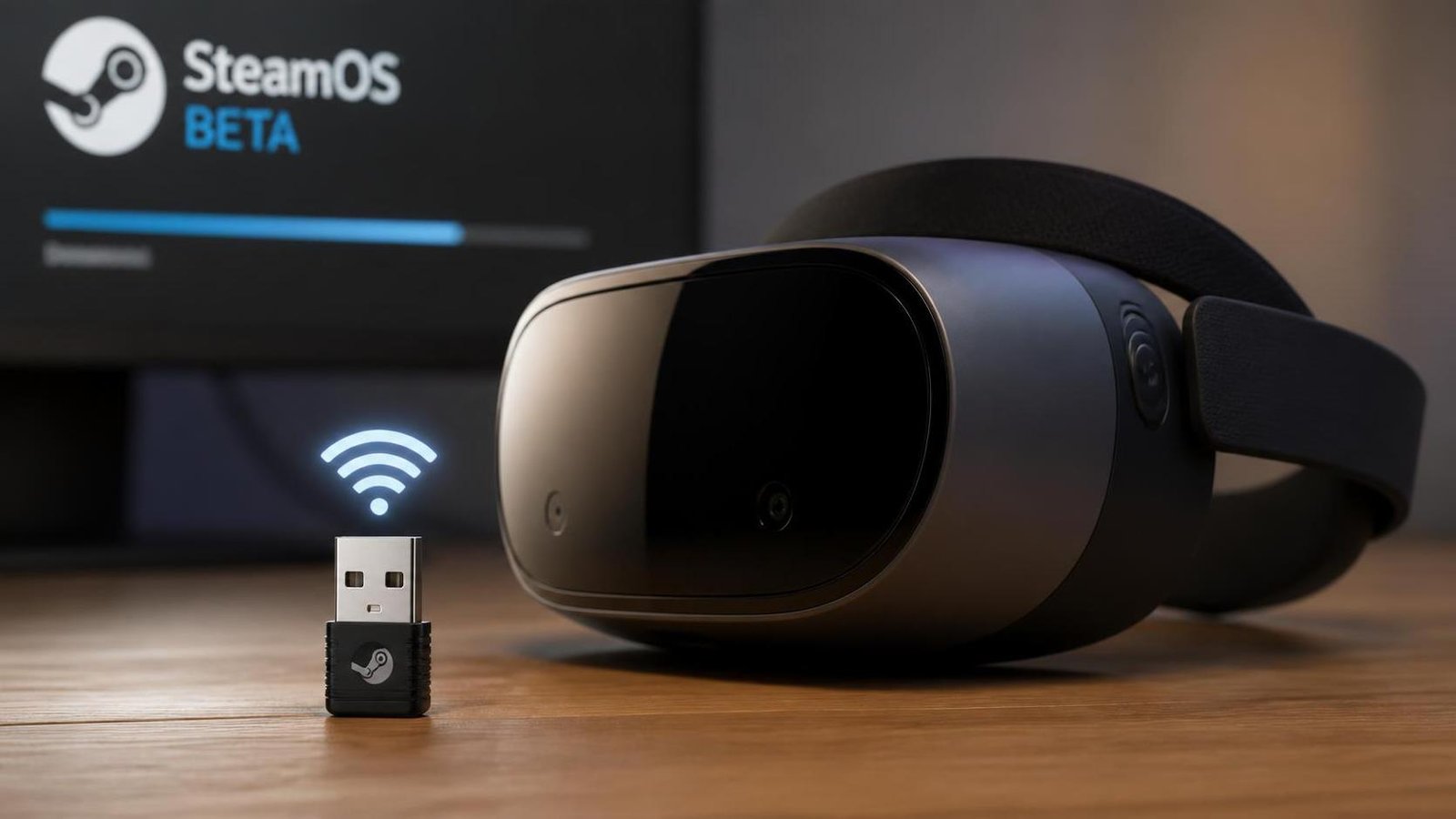 Illustration éditoriale de SteamOS beta : Yet another sign the Steam Frame ajoute le support du dongle Wi‑Fi
