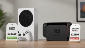 Illustration éditoriale de Xbox Series S plus chère que Switch 2 en Europe et au Royaume-Uni