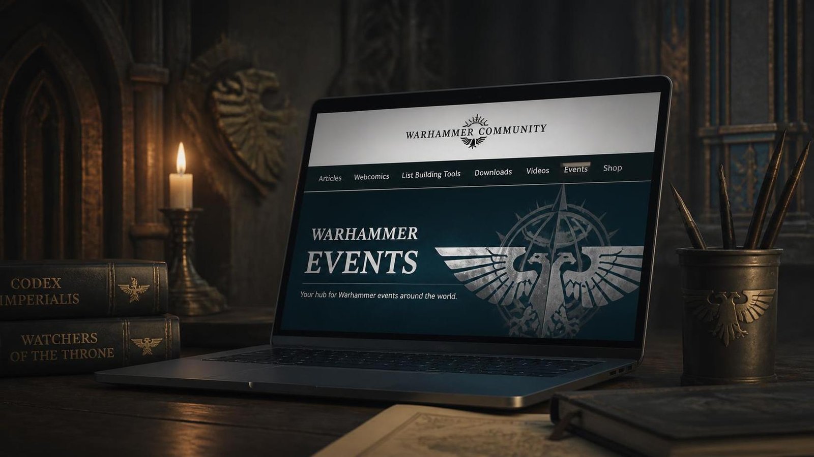 Illustration éditoriale de Warhammer Events : nouvelle section sur Warhammer Community