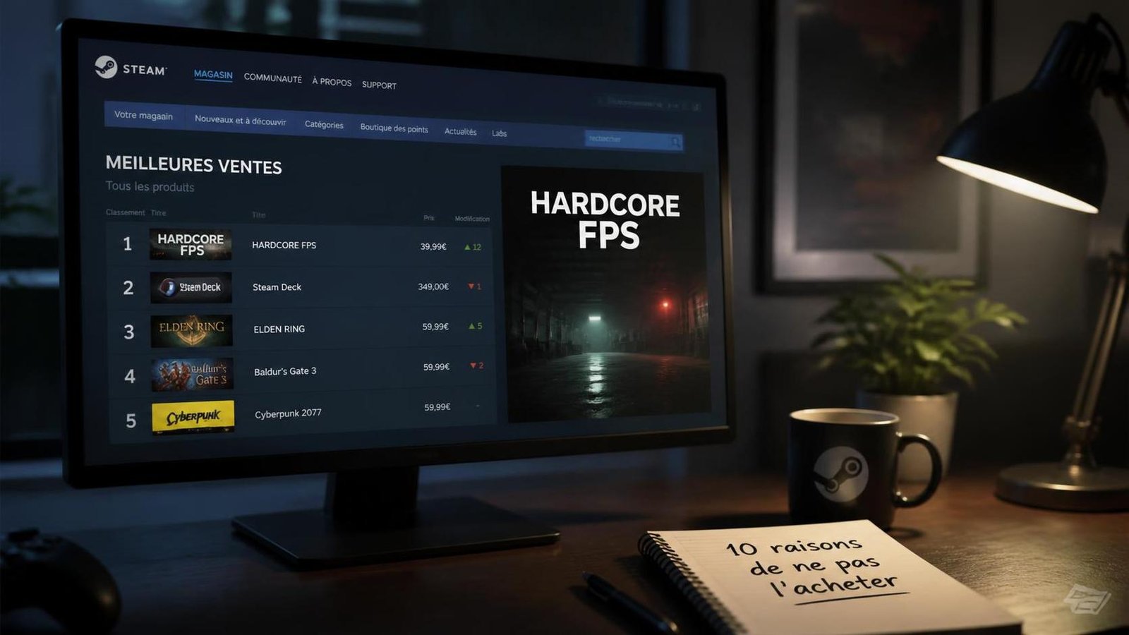 Illustration éditoriale de Hardcore FPS devient top des ventes Steam malgré 10 raisons de ne pas l’acheter