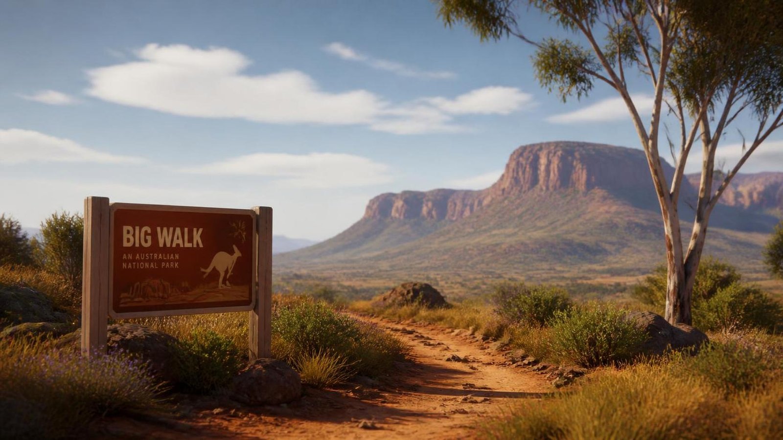 Illustration éditoriale de Big Walk s’inspire d’un parc national australien réel