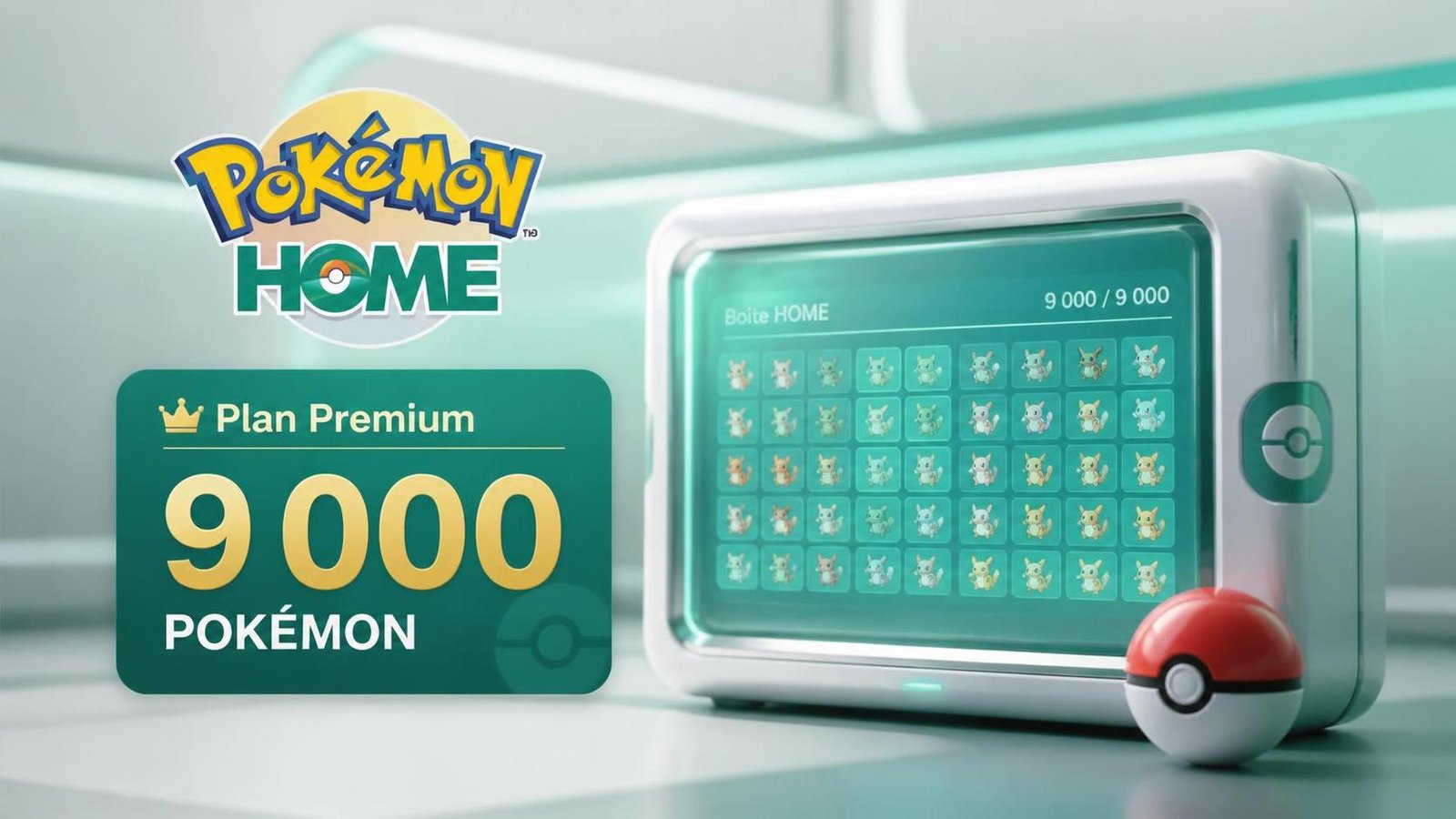 Illustration éditoriale de Pokémon HOME : le plan Premium d’octobre porte le stockage à 9 000 Pokémon