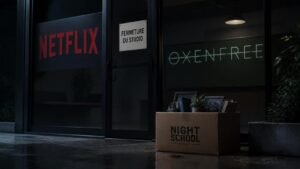 Illustration éditoriale de Netflix ferme Night School Studio, le développeur d’Oxenfree