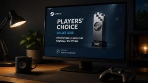 Illustration éditoriale de Players’ Choice juillet 2026 : vote pour le meilleur nouveau jeu Steam