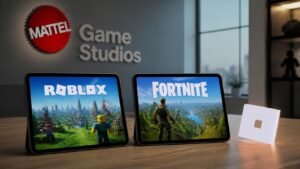 Illustration éditoriale de Mattel Game Studios mise sur Roblox et Fortnite, pas sur Steam ni consoles