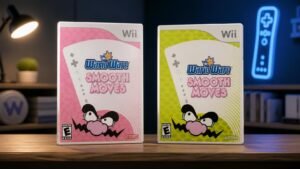 Illustration éditoriale de WarioWare Smooth Moves : duel des jaquettes dans Box Art Brawl