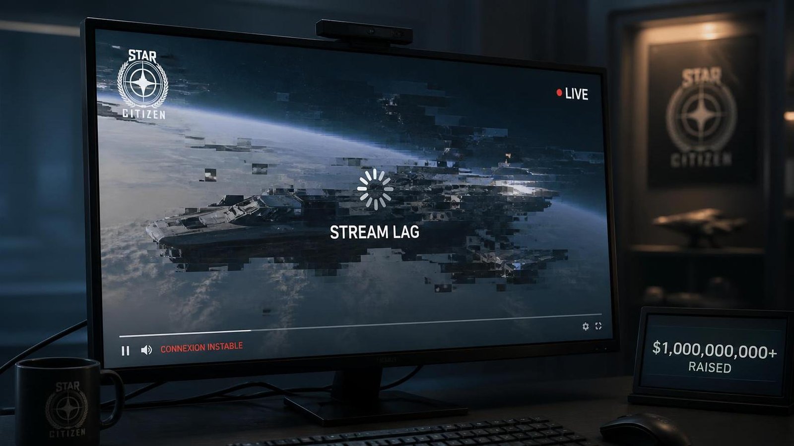 Illustration éditoriale de Star Citizen : livestream lag catastrophique malgré 1 Md$+ de fonds