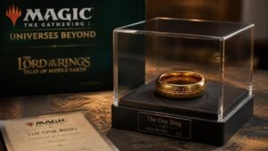 Illustration éditoriale de Magic: The Gathering : Post Malone manipule The One Ring à 2 M$, panique générale