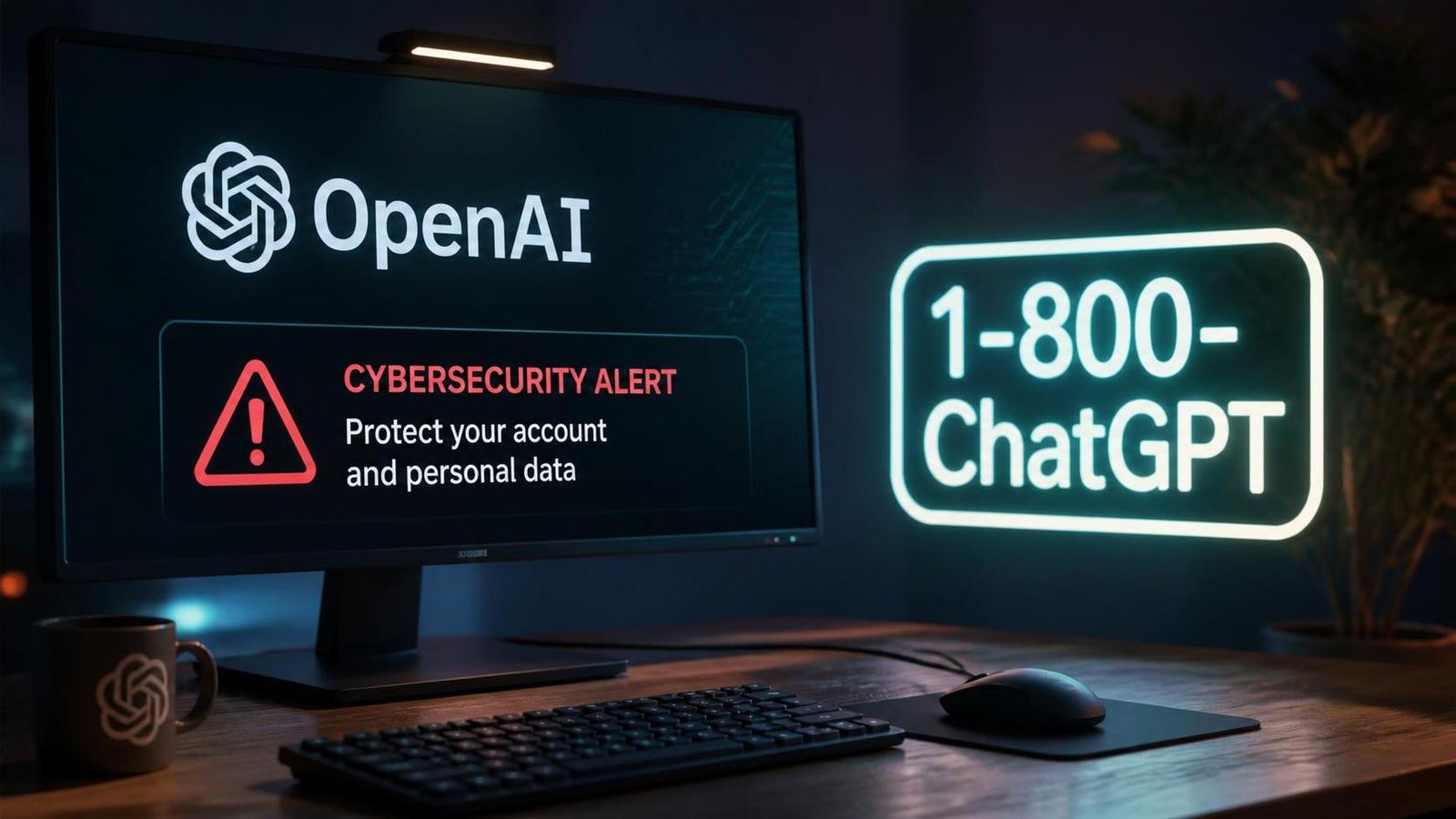Illustration éditoriale de OpenAI says itd be a shame: alerte cybersécurité et 1-800-ChatGPT