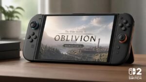 Illustration éditoriale de Elder Scrolls IV: Oblivion Remastered sur Switch 2 avec gyro et contenu intégral