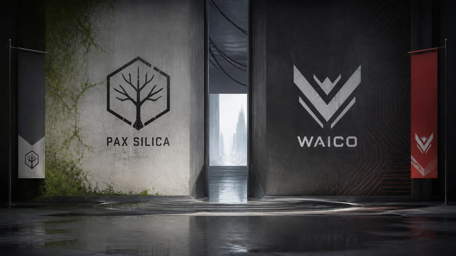 Illustration éditoriale de The Memory Crisis: factions rivales Pax Silica vs WAICO dévoilées