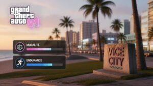 Illustration éditoriale de GTA 6 : 15 fuites révèlent moralité et jauge d’endurance