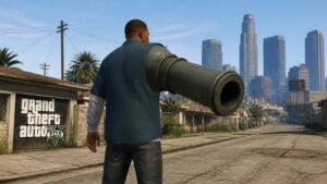 Illustration éditoriale de GTA 5 : un mod transforme Franklin en canon ambulant