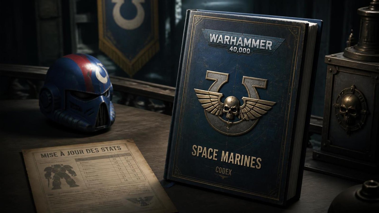 Illustration éditoriale de Big Space Marines News : nouveau Codex et stats mises à jour