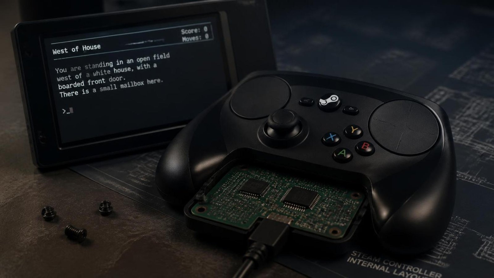 Illustration éditoriale de Zork tourne sur le matériel interne du Steam Controller, mais c’est risqué