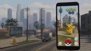 Illustration éditoriale de GTA 5 transformé en Pokémon Go grâce à un mod non-officiel