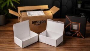 Illustration éditoriale de Redditor envoie deux boîtes vides au lieu du Ryzen 5 9600X d’Amazon