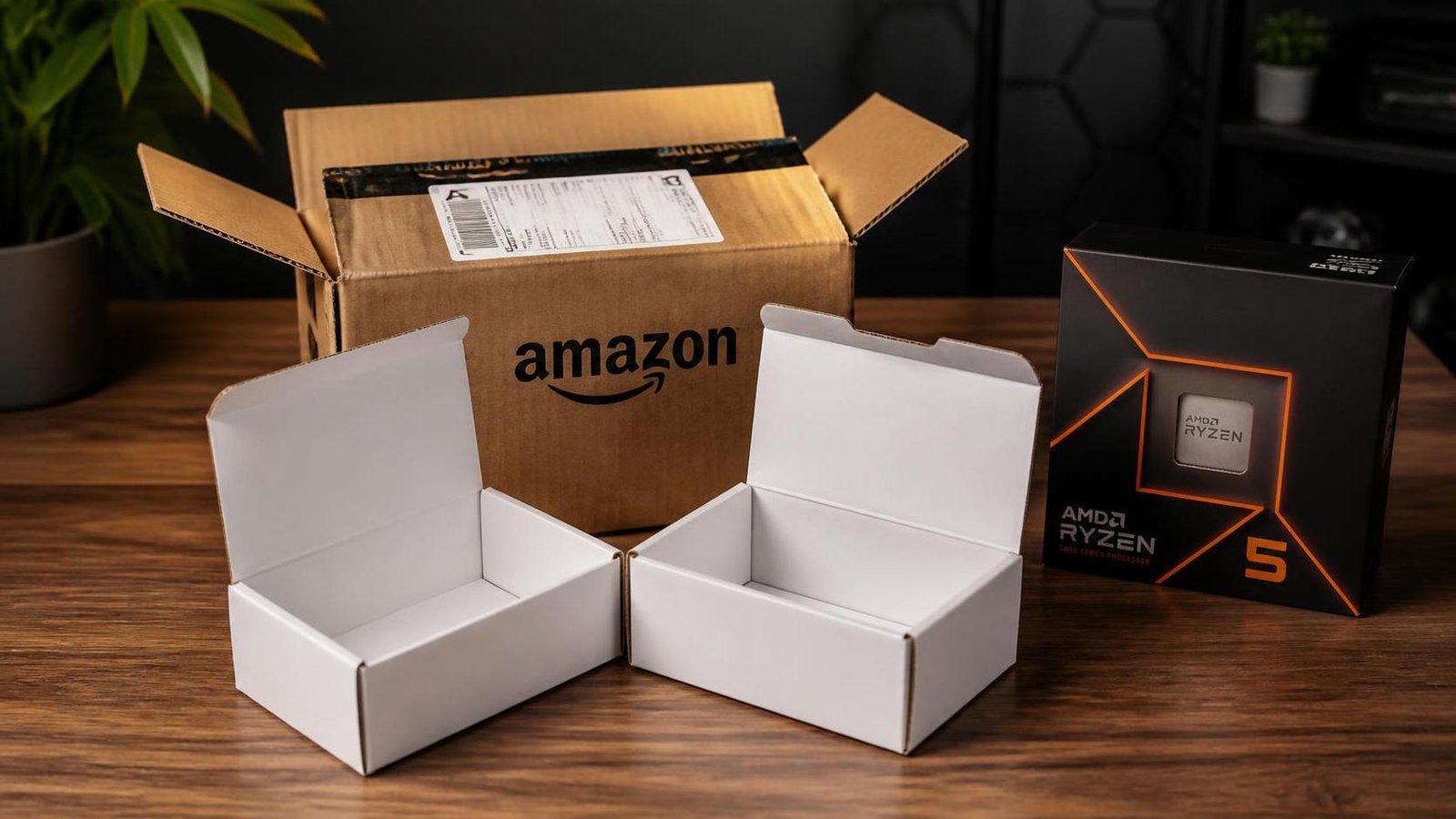 Illustration éditoriale de Redditor envoie deux boîtes vides au lieu du Ryzen 5 9600X d’Amazon