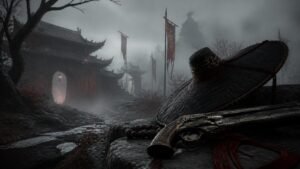 Illustration éditoriale de Tarae: The Unbound, action-RPG dark fantasy oriental avec classe Guy With Gun