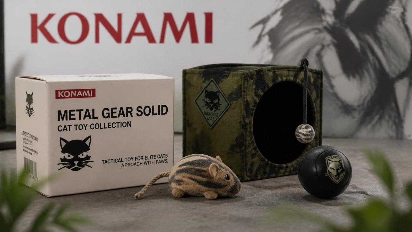 Illustration éditoriale de Metal Gear Solid : Konami présente des jouets pour chats à CatCon