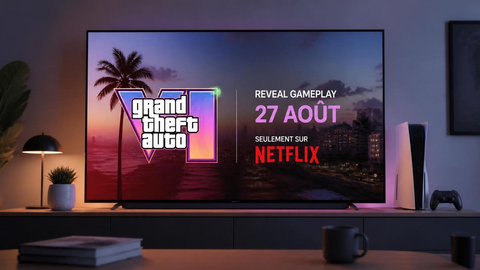 Illustration éditoriale de GTA 6 : où et quand voir le reveal gameplay sur Netflix le 27 août