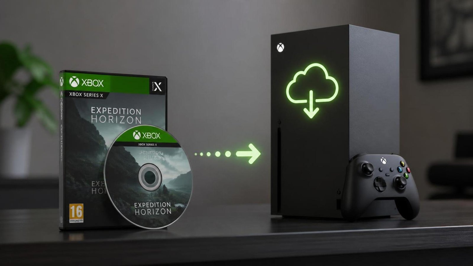 Illustration éditoriale de Xbox : les disques donnent désormais un accès numérique aux jeux