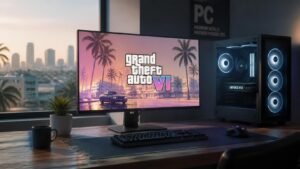 Illustration éditoriale de GTA 6 sur PC : attentes face aux améliorations graphiques après la version PS5