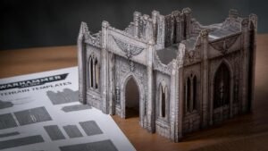 Illustration éditoriale de Warhammer 40,000 : nouveaux gabarits de terrain à télécharger et imprimer